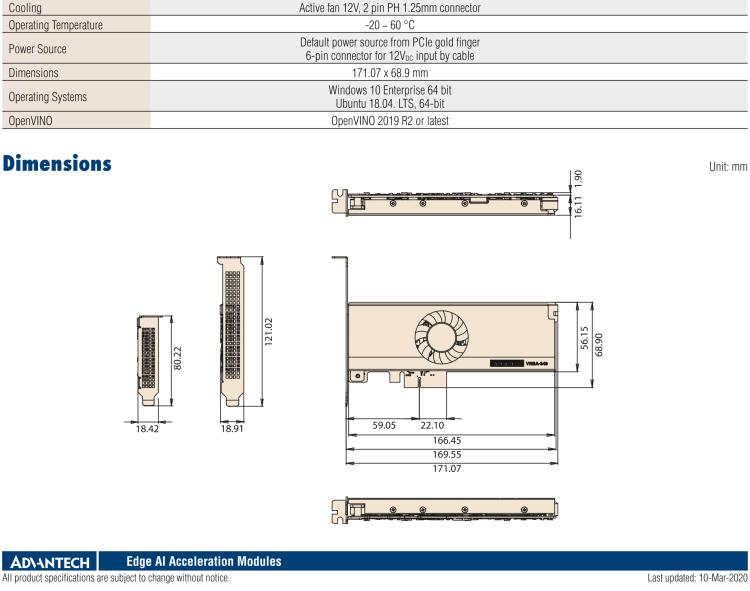 研華VEGA-340 基于Intel Movidius? Myriad? X VPU，PCIe x4 Edge AI 模塊，VPU*4 or VPU*8