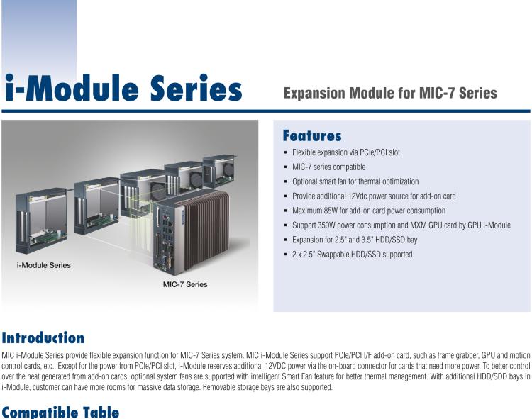 研華MIC-75M13 帶1個(gè)PCIe x16、3個(gè)PCI的4插槽擴(kuò)展i-Module