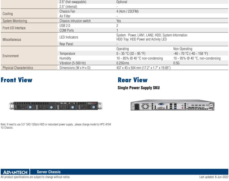 研華HPC-7140 1U 機(jī)架式服務(wù)器機(jī)箱，適用于 MicroATX/ATX 服務(wù)器主板，支持4個(gè)3.5"熱插拔盤位，1個(gè)全長/半長PCI-E x16擴(kuò)展插槽