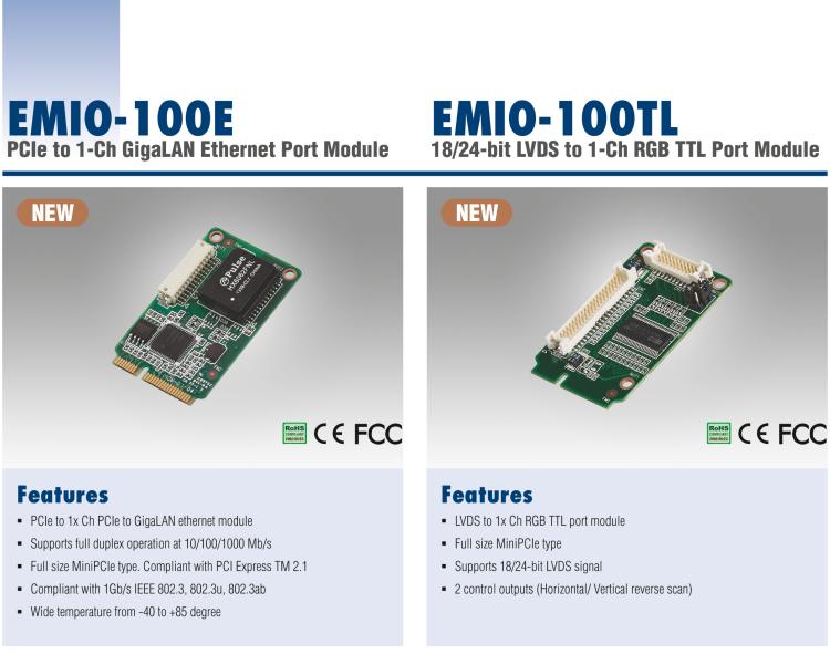 研華EMIO-100E GigaLAN 以太網(wǎng)模塊、1-Ch、PCIe I/F