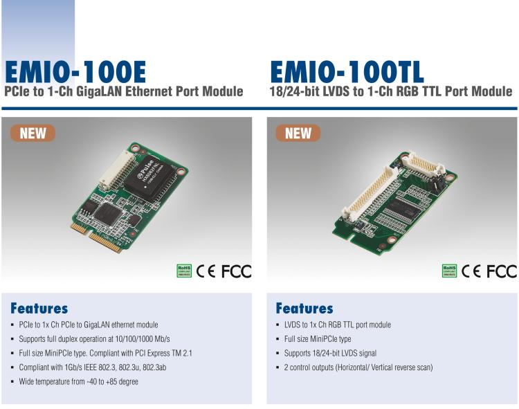 研華EMIO-100TL 1 路，18/24-bit LVDS 轉(zhuǎn) RGB TTL 模塊
