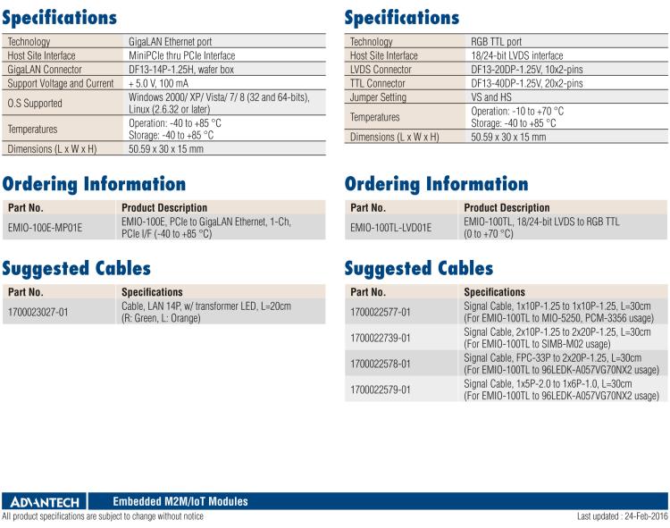 研華EMIO-100TL 1 路，18/24-bit LVDS 轉(zhuǎn) RGB TTL 模塊