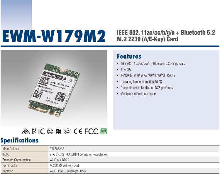 研華EWM-W179 入門級 Wi-Fi 6 解決方案，支持多種操作系統(tǒng)和認證