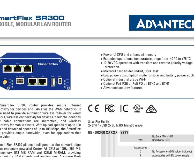 研華BB-SR30018120-SWH SmartFlex、開關、5E、USB、2I/O、SD、W、PSE、W、SL、SWH
