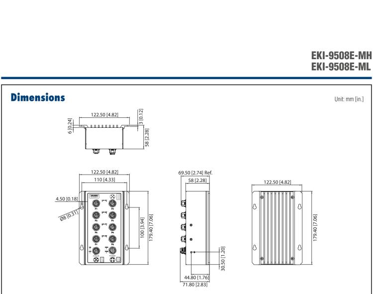 研華EKI-9508E-MH 8個百兆M12端口非網(wǎng)管EN50155交換機， 支持72/96/110 VDC供電