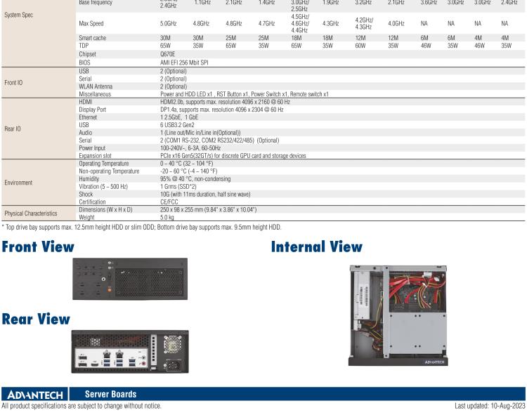 研華EPC-B2278 適配Intel 第12代 Core i 系列處理器，搭載Q670E芯片組。2U高度，精簡(jiǎn)尺寸，性能強(qiáng)勁，是小尺寸高性能場(chǎng)景的理想解決方案。