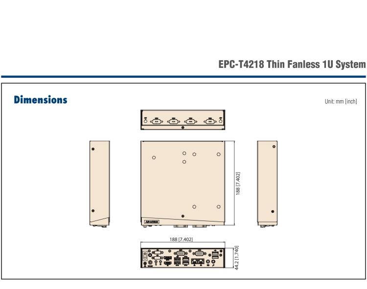 研華EPC-T4218 適配Intel 第8代 賽揚/凌動系列處理器。1U超薄高度，無風扇系統(tǒng)，性能強勁，性價比高。
