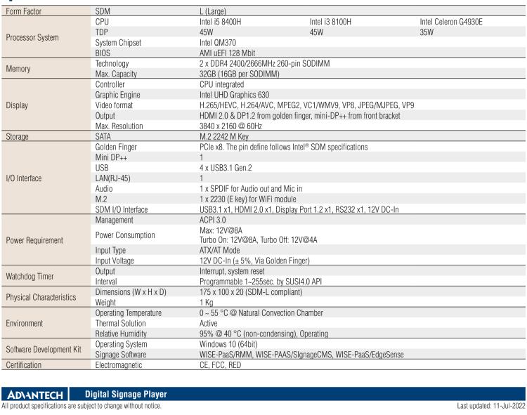 研華DS-200 Intel ? 第八代 Core? i3/i5 SDM，支持4K三顯的數(shù)字標(biāo)牌播放器