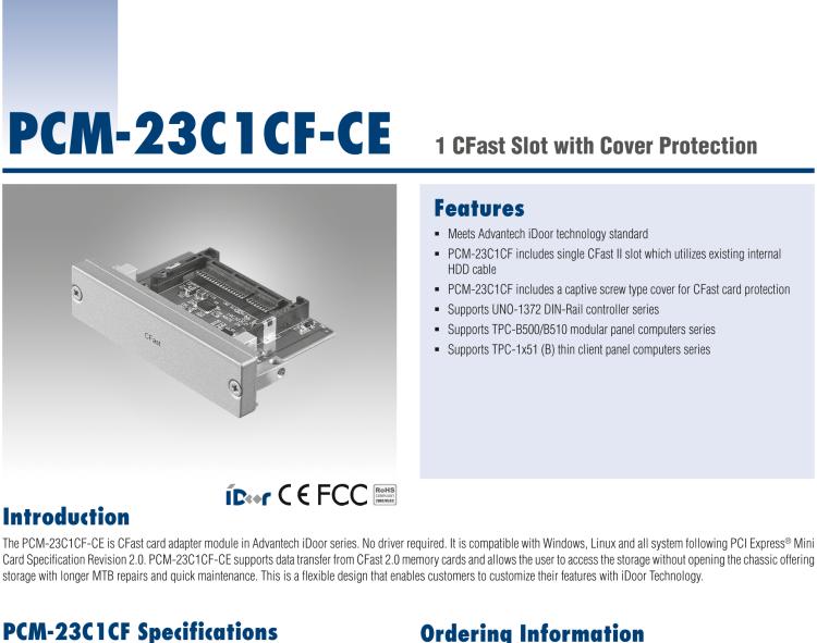 研華PCM-23C1CF 1插口CFast插槽，帶保護(hù)蓋