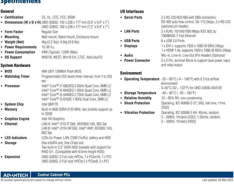 研華UNO-3285G 高效能嵌入式無(wú)風(fēng)扇工業(yè)電腦，搭配Intel? Core? i 處理器，4×PCI(e) 擴(kuò)展槽, 2×GbE, 2×mPCIe, HDMI, DVI-I