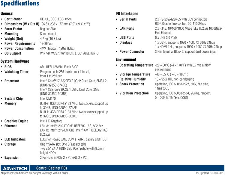 研華UNO-3285C 搭配Intel? Core?處理器，4×PCI(e) 擴(kuò)展槽，2 x GbE, 2 x mPCIe, HDMI, DVI-I