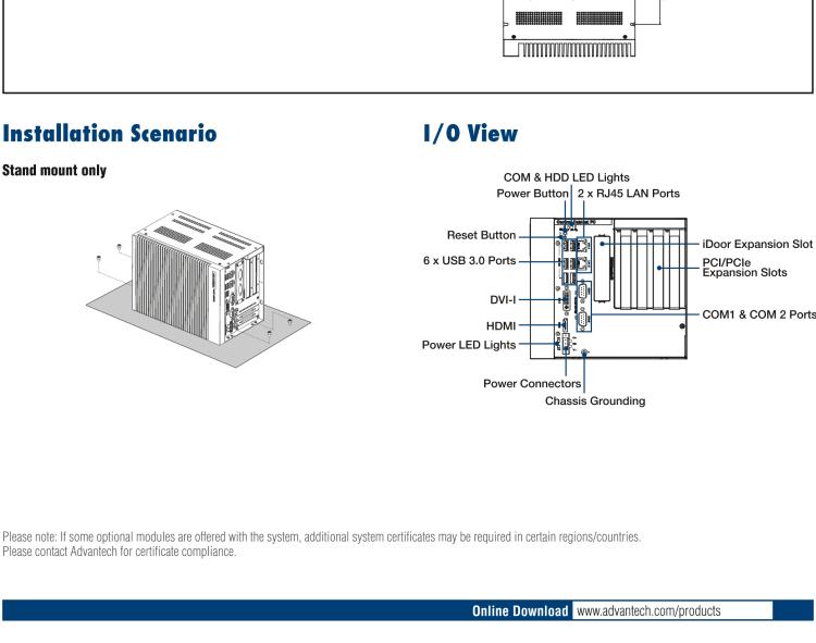 研華UNO-3285C 搭配Intel? Core?處理器，4×PCI(e) 擴(kuò)展槽，2 x GbE, 2 x mPCIe, HDMI, DVI-I
