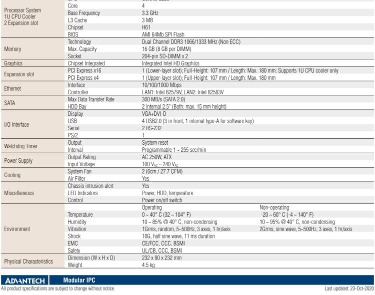 研華AiMC-3200 智能微型工控機(jī)，Intel Core i7/i5/i3 CPU,2 擴(kuò)展槽，250W 80 Plus PSU