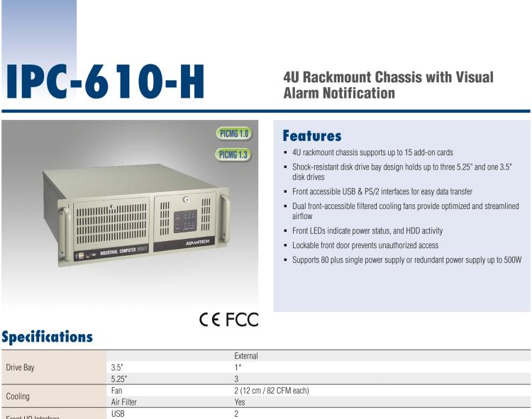 研華IPC-610-H 4U上架式機箱，支持LED指示 & 聲音警報通知