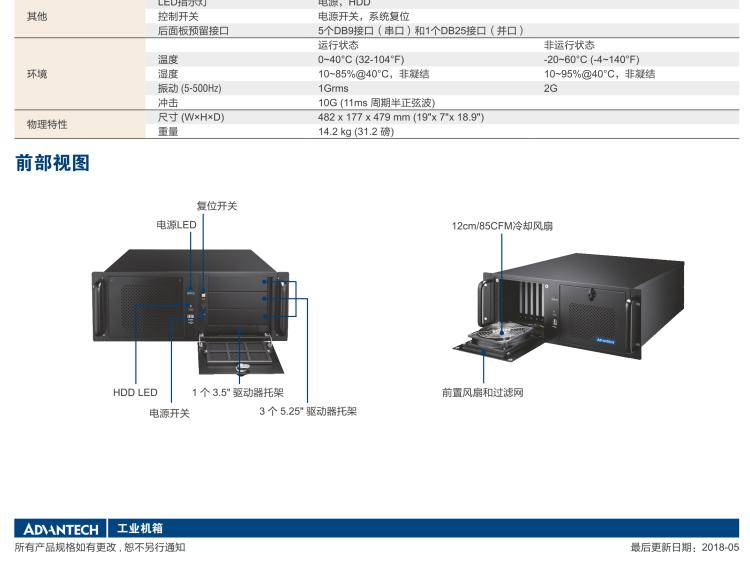 研華IPC-940 經(jīng)典款4U機(jī)架式機(jī)箱，帶前置風(fēng)扇