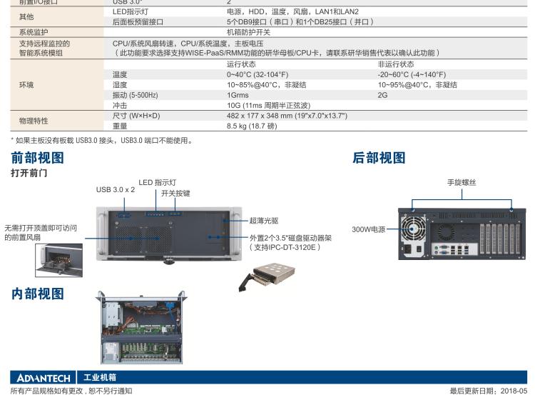 研華IPC-941 348mm深度緊湊型4U機架式機箱，支持ATX主板
