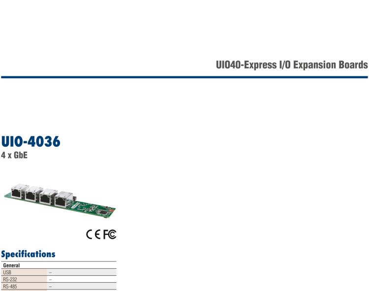 研華UIO-4036 UIO40-Express I/O 擴(kuò)展卡，支持 4 port GbE Ethernet Hub