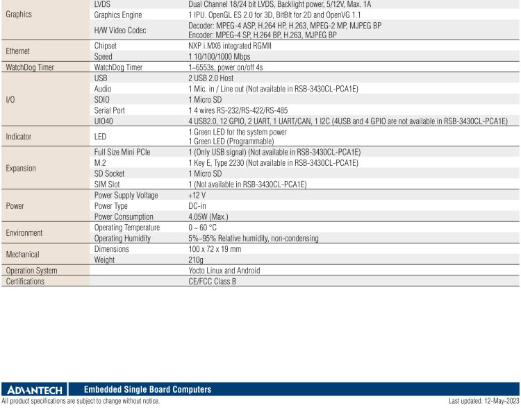 研華RSB-3430 基于NXP Arm Cortex-A9 i.MX6平臺,精簡功能的2.5寸緊湊型單板電腦。搭配UIO20/40可快速擴展各種外設(shè)接口