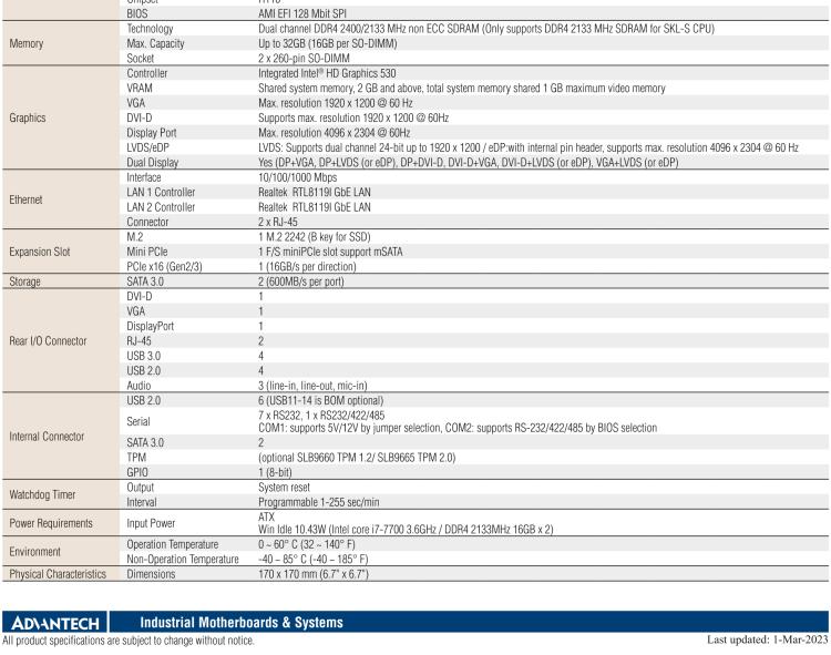 研華AIMB-205 適配Intel? 第6/7代 Core? i 處理器，搭載H110芯片組。高性價比，擁有豐富的擴展接口，穩(wěn)定可靠。