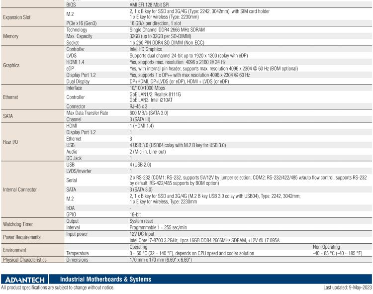 研華AIMB-286EF 適配Intel 第8/9代 Core i 處理器，搭載Intel H310芯片組。擁有1個(gè)PCIe x16插槽。超薄設(shè)計(jì)，接口豐富，是高端應(yīng)用中的高性價(jià)比方案。