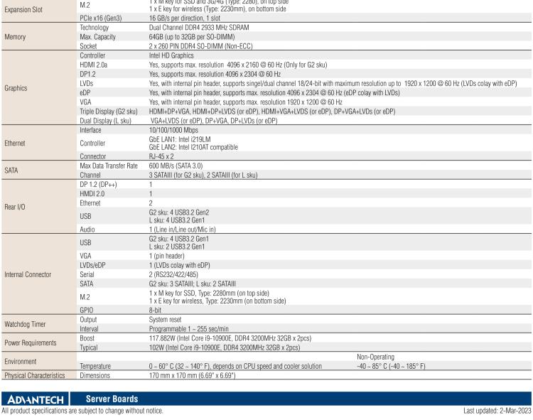 研華AIMB-277 適配Intel? 第10代 Core? i 系列處理器，搭載Q470E芯片組。性能強(qiáng)勁，適用于高端應(yīng)用領(lǐng)域。
