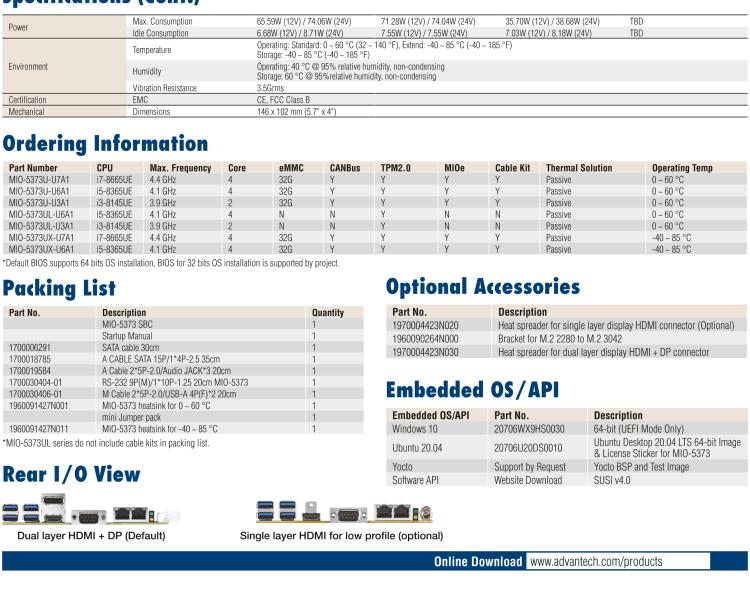 研華MIO-5373 第八代 Intel 低功耗高性能 超極本CPU 3.5寸嵌入式單板，性能提升40%