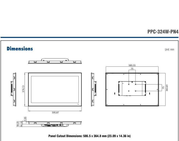 研華PPC-324W-PN40B 23.8" 寬屏無風扇工業(yè)平板電腦, 搭載Intel? Pentium? N4200 四核心處理器