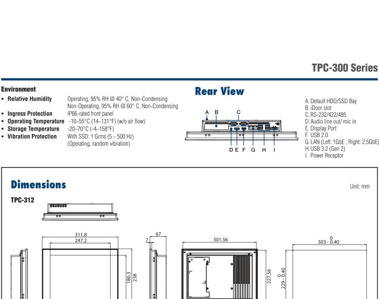 研華TPC-315 15英寸XGA TFT LED LCD觸摸屏電腦，搭載第八代Intel?Core? i3/ i5/ i7處理器，內(nèi)置8G DDR4 RAM