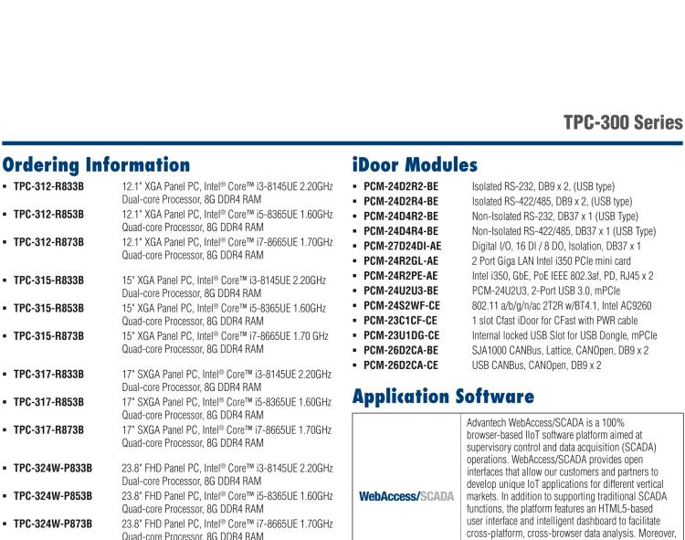 研華TPC-312 12.1" XGA TFT LED LCD工業(yè)平板電腦，搭載第八代Intel?Core?i3/ i5/ i7處理器，內(nèi)置8G DDR4 RAM