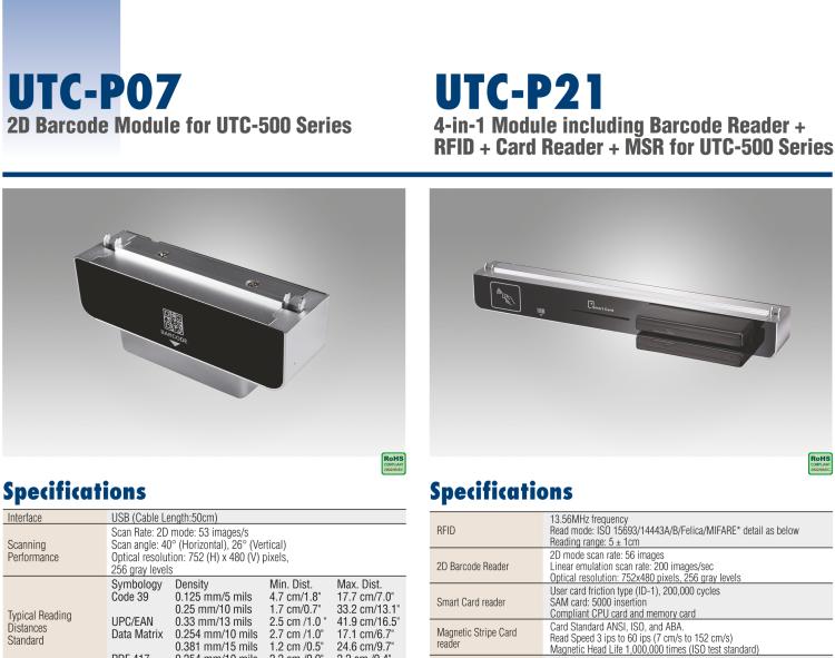 研華UTC-P02 磁條讀卡器，適用于 UTC-515/520/532 系列