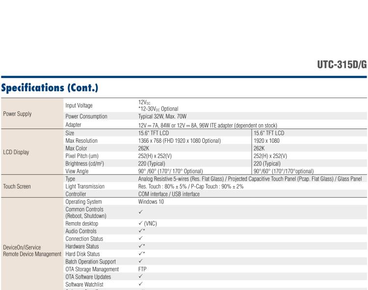 研華UTC-315G 15.6" 多功能觸控一體機(jī)，內(nèi)置 Intel? Pentium? N4200/Celeron? N3350 處理器