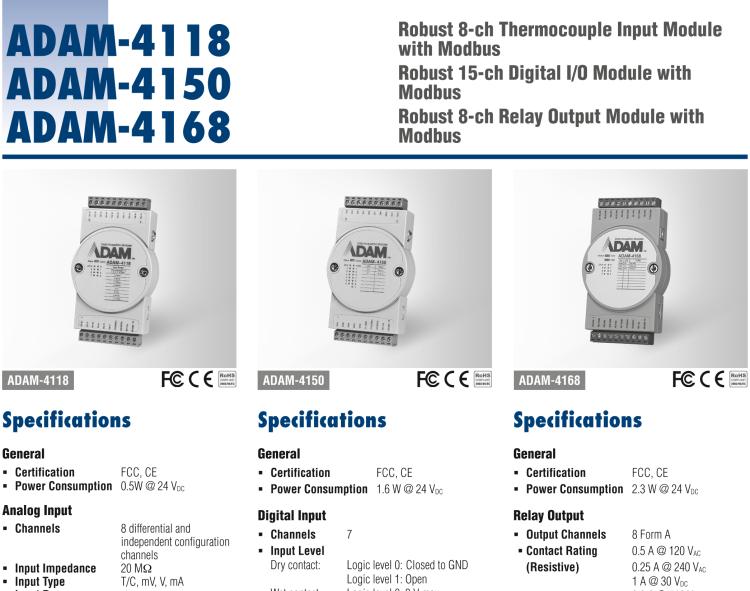 研華ADAM-4118 堅固型8路熱電偶輸入模塊，帶Modbus