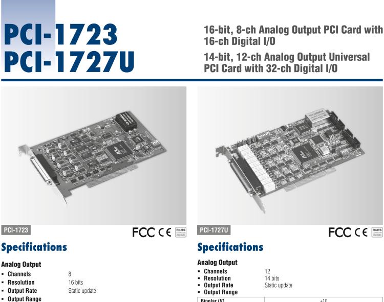 研華PCI-1727U 14位，12通道同步模擬輸出卡
