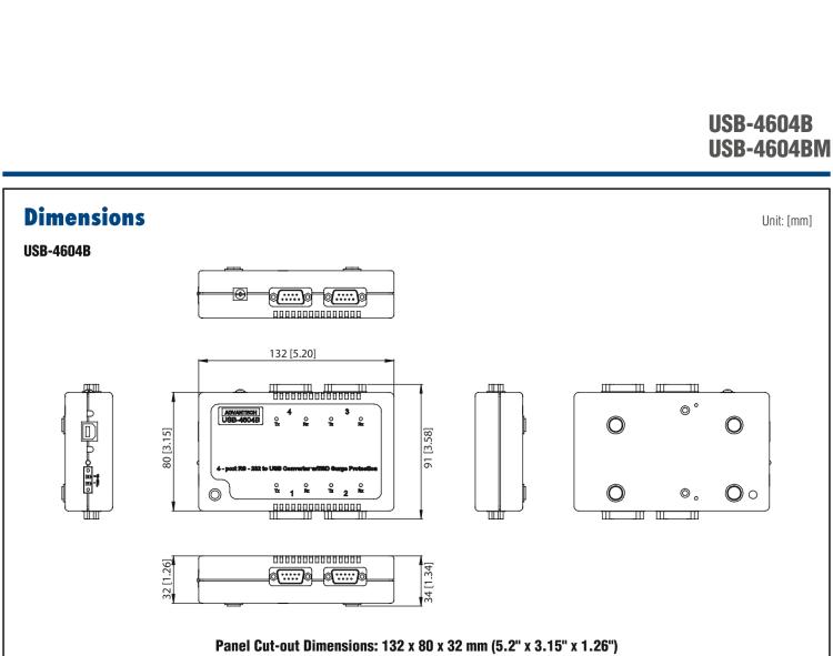 研華USB-4604B USB轉(zhuǎn)4端口RS-232轉(zhuǎn)換器，帶浪涌保護(hù)