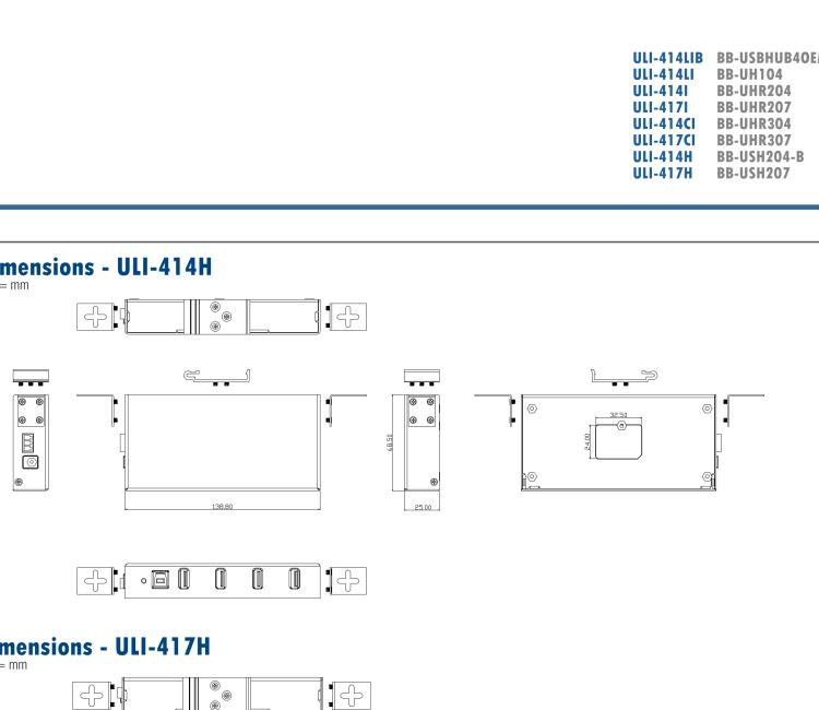 研華BB-USBHUB4OEM ULI-414LIB-工業(yè)USB 2.0集線器，4端口，高穩(wěn)固力連接器