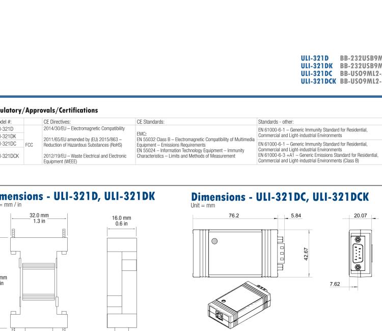 研華BB-232USB9M-LS ULI-321DK USB 2.0到RS-232轉(zhuǎn)換器，DB9公頭 端口號鎖定