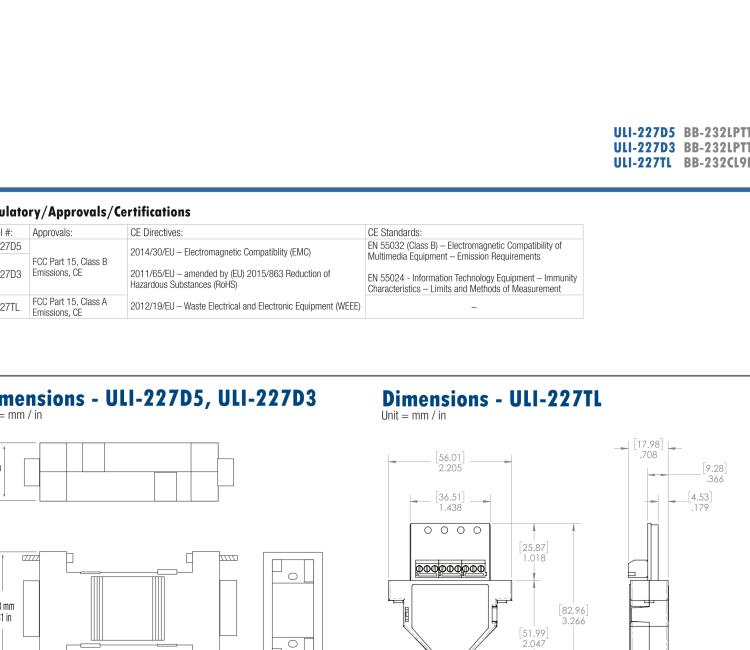 研華BB-232LPTTL33 ULI-227D3 RS-232（DB9母頭）至3.3V TTL（DB9公頭）轉(zhuǎn)換器，端口供電