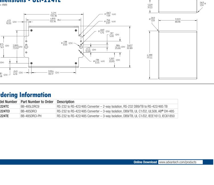 研華BB-485BAT3 ULI-224TB RS-232（DB9母頭至RS-422/485（接線端子）轉(zhuǎn)換器，電池供電